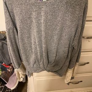 Gray floral Long Sleeve Shirt